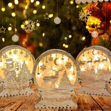 Meching LED Christmas Lighting Wooden, Christmas Star Lighting Window Lighting, LED Christmas Decoration Wooden, LED Deer Lights, Indoor Balcony Christmas Decoration LED (Christmas), Halloween, Halloween Decoration - Wood Color - View 5