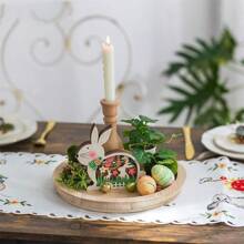 1個鄉村風格木托盤 - 圓形木製服務托盤, 裝飾托盤, 古董中心點蠟燭盤, 農家風格長腳凳托盤, 適用於廚房台面和咖啡桌的家居裝飾 - 棕色 - 查看 21