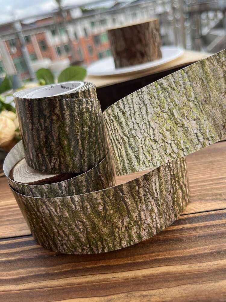 40mm*2m Wood Grain Theme Washi Tape, Forest Series Tree Bark & Tree Ring Pattern Decorative Tape For Journal & Diary Decoration - Multicolor - View 5