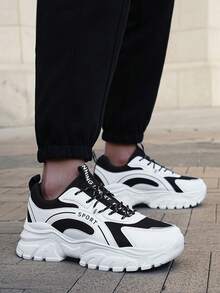 Men's Simple, Comfortable, Breathable, Slip-Resistant And Durable Sports/Casual Shoes - Black and White - View 4