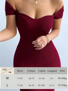 Vestidos Largos de Verano para Mujer 2025 Sexy Cuello Abierto Wrap Bodycon Slim Dress Sólido Manga Corta Costilla, Vestido Largo Fiesta Prom Dress - Burdeos - Ver 9