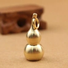 1入組男士鑰匙扣携帶式藥盒，防水藥丸盒鑰匙扣掛件。黃銅空心葫蘆吊墜男士鑰匙扣 - 金色 - 查看 2