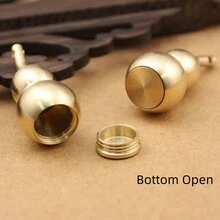 1入組男士鑰匙扣携帶式藥盒，防水藥丸盒鑰匙扣掛件。黃銅空心葫蘆吊墜男士鑰匙扣 - 金色 - 查看 3