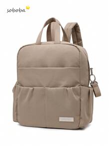 SOBOBA 1 pieza de Mochila para mamá y bebé grande y liviana con tela Oxford impermeable, color camel, apta para colgar en el cochecito y perfecta para actividades al aire libre