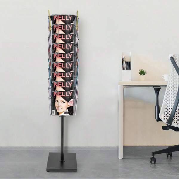 36 Pocket Rotating Magazine Rack Book Brochure Display Stand Holder Catalog Literature Rack Magazine Book Storage For Offices Organizer, Trade Show Exhibitions Or Retail Stores