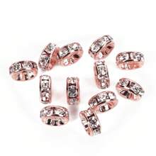 50入組銅製鑲嵌鑽石珠,diy手工珠寶必備,4-10mm - 金黃色 - 查看 4