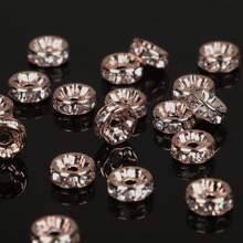 50入組銅製鑲嵌鑽石珠,diy手工珠寶必備,4-10mm - 金黃色 - 查看 2