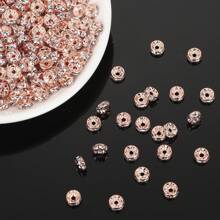 50入組銅製鑲嵌鑽石珠,diy手工珠寶必備,4-10mm - 金黃色 - 查看 3