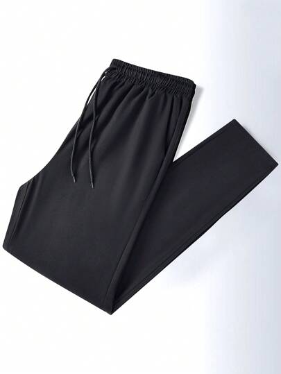 Boyfriend Style Men's Sports Pants, Ice-Silk Quick-Drying Straight Loose-Fit Casual Trousers