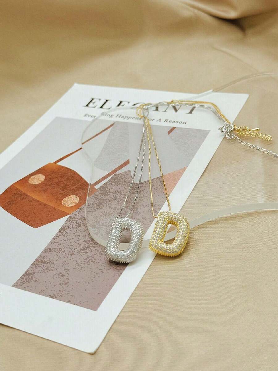 Colar de charme com pingente de zircônia decoração letra D Colar Banhado Ouro, Joias, Presentes
