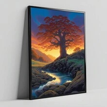 1入組帆布幻想樹景畫，時尚的牆飾藝術海報適用於臥室/走廊（不包括相框） - 彩色 - 查看 5