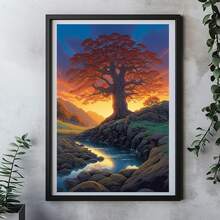 1入組帆布幻想樹景畫，時尚的牆飾藝術海報適用於臥室/走廊（不包括相框） - 彩色 - 查看 9