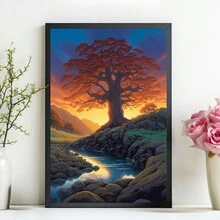 1入組帆布幻想樹景畫，時尚的牆飾藝術海報適用於臥室/走廊（不包括相框） - 彩色 - 查看 11