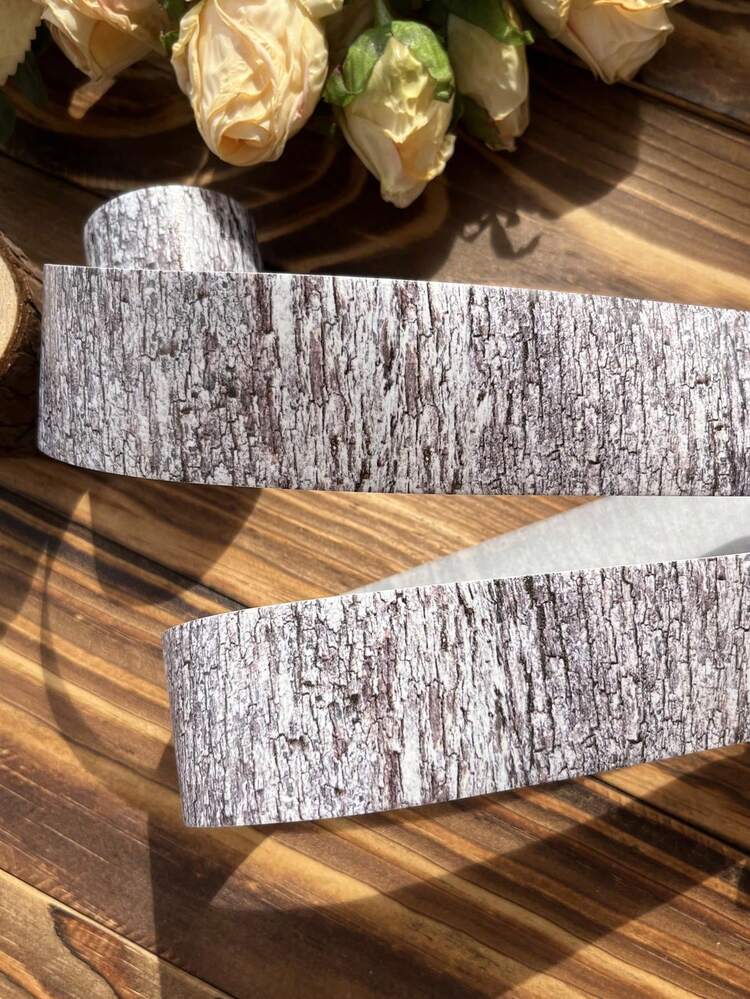 40mm*2m Wood Grain Theme Washi Tape, Forest Series Tree Bark & Tree Ring Pattern Decorative Tape For Journal & Diary Decoration - Multicolor - View 2