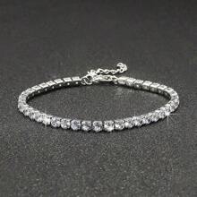 2pcs/Set Men's Simple Hip Hop Rhinestone Bracelet - Silver - View 6
