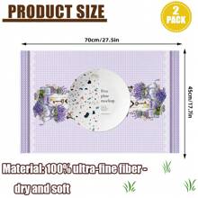 2pcs Lavender Kitchen Towels, 45x70 Cm, With Water Absorbent And Dishwashing Functions, Purple Kitchen Hand Towels For Kitchen Decor Or Bath Decor Of Farmhouse, Great Gifts For Lavender Lovers