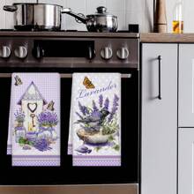 2pcs Lavender Kitchen Towels, 45x70 Cm, With Water Absorbent And Dishwashing Functions, Purple Kitchen Hand Towels For Kitchen Decor Or Bath Decor Of Farmhouse, Great Gifts For Lavender Lovers
