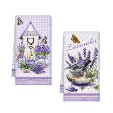 2pcs Lavender Kitchen Towels, 45x70 Cm, With Water Absorbent And Dishwashing Functions, Purple Kitchen Hand Towels For Kitchen Decor Or Bath Decor Of Farmhouse, Great Gifts For Lavender Lovers