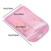 50 个自封 OPP 袋激光彩虹拉链袋可重复包装珠宝零售袋袋礼品包装袋， - 粉色 - 查看 13