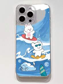 Étui pour téléphone antichute résistant aux empreintes digitales Surfing Lapin Space coque avec découpe précise, compatible avec iPhone/Samsung/Redmi/OPPO/Realme/Infinix - Transparent - Voir 3