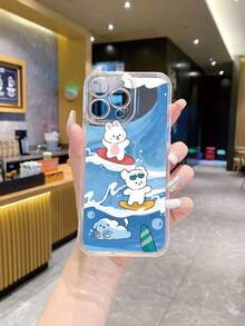 Étui pour téléphone antichute résistant aux empreintes digitales Surfing Lapin Space coque avec découpe précise, compatible avec iPhone/Samsung/Redmi/OPPO/Realme/Infinix - Transparent - Voir 2