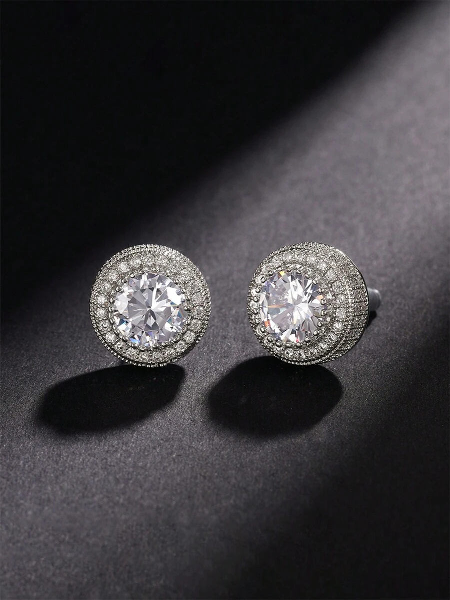 1對迷人的立體氧化鋯石耳釘，適用於女士婚禮、訂婚、紀念日派對珠寶情人節禮物 - 1# - 查看 1