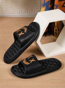 X نعل فليب فلوب للرجال بنمط مطبوع أنيق، حذاء شامل للأستخدام الداخلي و الخارجي في الشاطئ، للإستخدام اليومي العارض