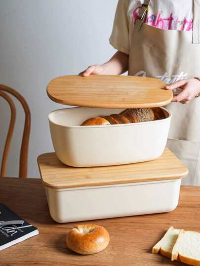 Bread Box With Cutting Board Lid, Multi-Functional Food Storage Container For Kitchen, Outdoor And Travel,  Bread Storage Bin School Supplies Food Bag Food Box Suitable For Candy Chocolate Cookies Etc.