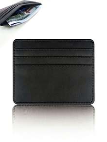 1入組極簡超薄便攜信用卡保持支架，薩菲亞諾迷你商務咭片夾錢包巴士卡套證件卡片套適用於所有年齡段男女日常外出公司學校等場合，也可作為贈品送給女性白領，節日，週年紀念日，生日禮品，禮品配件，禮品獻給老師。 - 黑色 - 查看 3