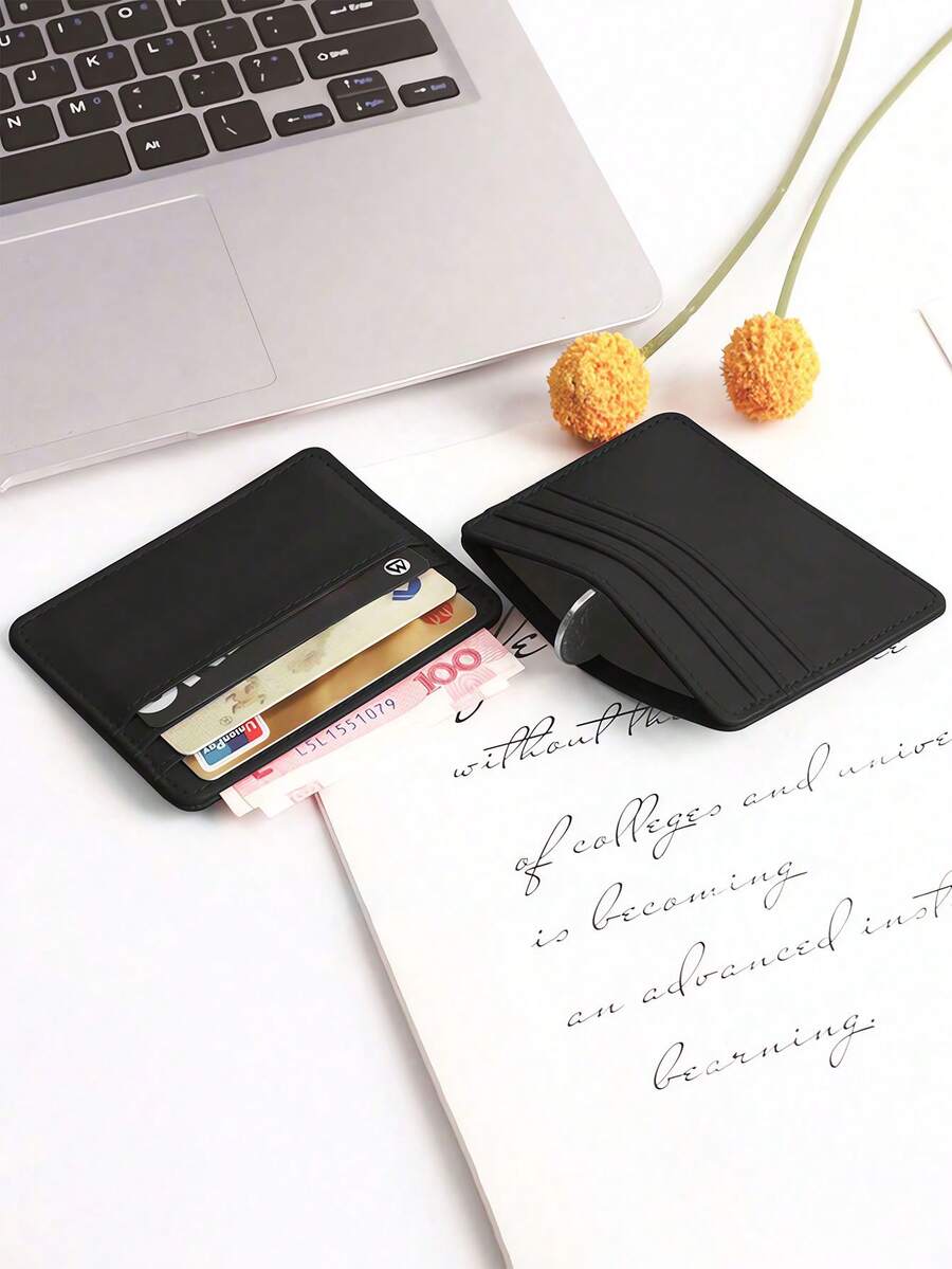 1入組極簡超薄便攜信用卡保持支架，薩菲亞諾迷你商務咭片夾錢包巴士卡套證件卡片套適用於所有年齡段男女日常外出公司學校等場合，也可作為贈品送給女性白領，節日，週年紀念日，生日禮品，禮品配件，禮品獻給老師。 - 黑色 - 查看 1