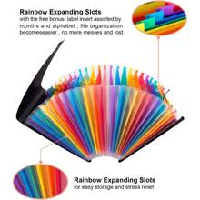 Accordian File Manager With Lid Extension Folder Portable A4 Letter Size File Box, Large Capacity Plastic Colored Paper File Manager File Manager Back To School,Back To School,School Supplies - Black - View 4