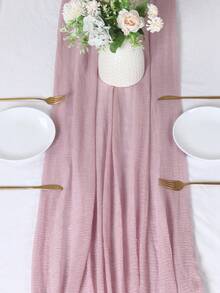 1入組90 * 180cm純色綢緞桌布，婚禮生日派對房間背景桌布DIY裝飾，35 * 70英寸純色桌布，適用於桌面覆蓋 - 彩色 - 查看 11