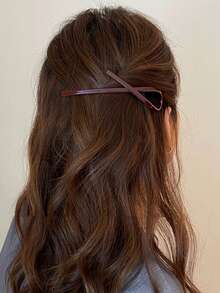 1pc Simple Line Hair Clip For Women, Elegant Half Updo Spring Clip Design For Girls, 2024 New Arrival Accessory To Pair With Outfits - Multicolor - View 6