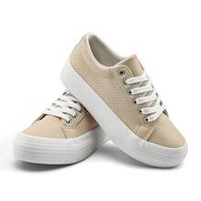 Women Platform Fashion Walking Sneakers Casual Platform Shoes Lace Up PU Leather Lack Up Non-Slip Shoes