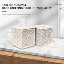 1入組波西米亞風格正方形紙巾盒，多功能家用收納盒，適用於浴室、臥室、客廳等，適合全年、聖誕節和婚禮桌面裝飾紙巾盒