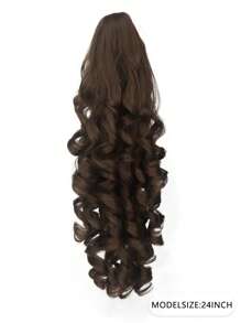 Brown Synthetic Ponytail Extension, Extra Long Wavy Curl Hair Claw Clip, Wave Curly Clip-In Hair Bun For Lady Daily Party