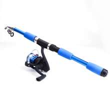 Vara de Pesca de Fibra de Vidro FTK Barata 1.8M/5.9FT, Vara Telescópica de Esportes ao Ar Livre - Azul - Visão 6
