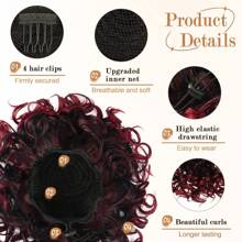 Extensión de coleta de cabello corto y rizado desordenado, moño de cabello suelto con cordón elástico para mujeres con cabello adelgazado, extensión de moño de cabello de fibra sintética de alta temperatura