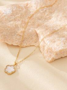 1 pieza Collar de mujer con colgante de trébol de la suerte con strass, para baile de graduación, fiesta o regalo de cita, San Valentín, mamá, madre, Día de la Madre - Blanco - Ver 3