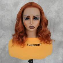 14 Inches Ginger Wig Short Curly Wig Orange Wig Bob Wig Charming Women Beach Wave Wigs For Cosplay Party - Ginger - View 2