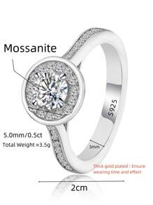 1 chiếc nhẫn đính hôn Moissanite tinh xảo, nhẫn đính hôn bạc S925, nhẫn cưới kỷ niệm vĩnh cửu, quà tặng trang sức xa xỉ cho phụ nữ trang sức cô dâu đính đá - Moissanite 30 điểm - Xem 9