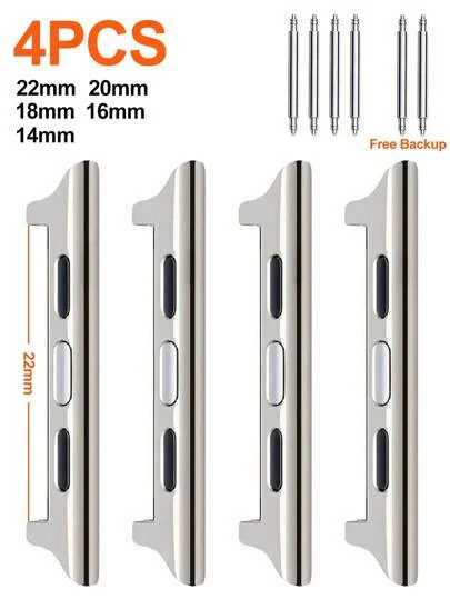 4pcs/Set Watchband Connector 14-16-18-20-22mm Width Compatible With Apple Watch Ultra 2 49mm 45mm 44mm 42mm 41mm 40mm 38mm Adapter Compatible With Apple Watch Ultra Series 9 SE 8 7 6 5 4 3 2 1 Straps As A Gift For Students Returning To School