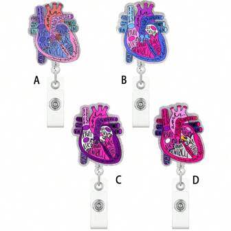 1pc Heart Badge Reel With Retractable ID Badge Holder, Suitable For Nurses, Nursing Students, Doctors, RNs, LPNs, Medical Assistants, Office Work, With Alligator Clip Back To School