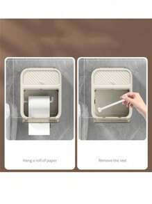 Caja de pañuelos para baño y cocina con cubo para armario, multiusos, adecuada para rollos de papel y pañuelos de papel - Blanco - Ver 8