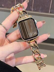 1 pieza Correa para Apple Watch para mujer, de cadena de metal con moda, compatible con la banda Apple Watch Ultra de 49mm, 40mm, 45mm, 44mm, 42mm, 41mm, 38mm, nueva correa de moda, transpirable y fresca, adecuada para el verano, compatible con Apple Watch Series 9, 8, 7, SE, Ultra, 6, 5, 4, 3, 2, 1, correa ajustable de cadena de jean de metal, accesorios de correa Apple Watch