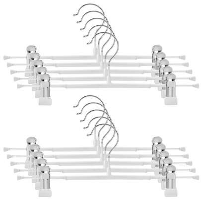 10/20Pcs Hangers, Non-Slip Pants Hangers With Adjustable Clips, Space Saving Hangers For Clothes, Skirt, Jeans, Coat