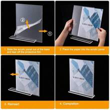 1/3 Packs Acrylic Sign Holder Clear Table Signs Stand, Double Sided T Shape Flyer Holder Plastic For Picture Paper Card Home Office Menu Retail Show Fair - Clear - View 5