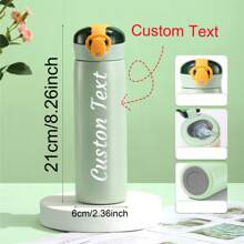 定制不锈钢水瓶 | 激光雕刻 | 双层真空绝缘金属 | 防漏锁盖 | 吸管啜饮 | 可重复使用，| 460ML / 16oz 1pc 可重复使用，不锈钢精致，高品质，现代，简约，彩色定制，个性化，独特理想礼物，适合他/她，男朋友，女朋友，爸爸，妈妈，家人，朋友卧室，办公室，茶室，家庭，学校，餐厅 - 綠色 - 查看 1