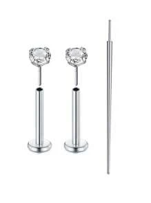 CIZME 3 bucăți 16G/18G/20G Butoane fără fir pentru nas Bijuterii piercing labret din oțel inoxidabil pentru Tragus Monroe Cercei pentru cartilaj Helix pentru buze pentru femei bărbați, șuruburi fără fir pentru nas CZ inele pentru nas pentru femei bărbați inele labret din oțel inoxidabil inele pentru buze ineluri pentru buze CZ Tragus Helix Piercing Bijuterii hipoalergenice, cercei cu spate plat