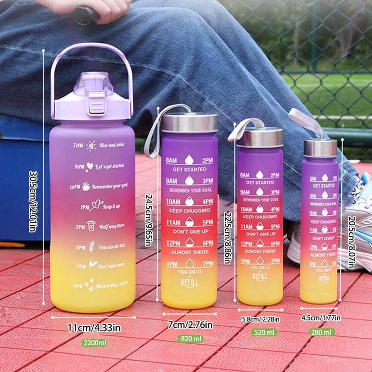 Juego de tazas de plástico con degradado, gran capacidad con pajilla portátil para exteriores, apilable como regalo, vaso de plástico para deportes acuáticos - Multicolor - Añade 16